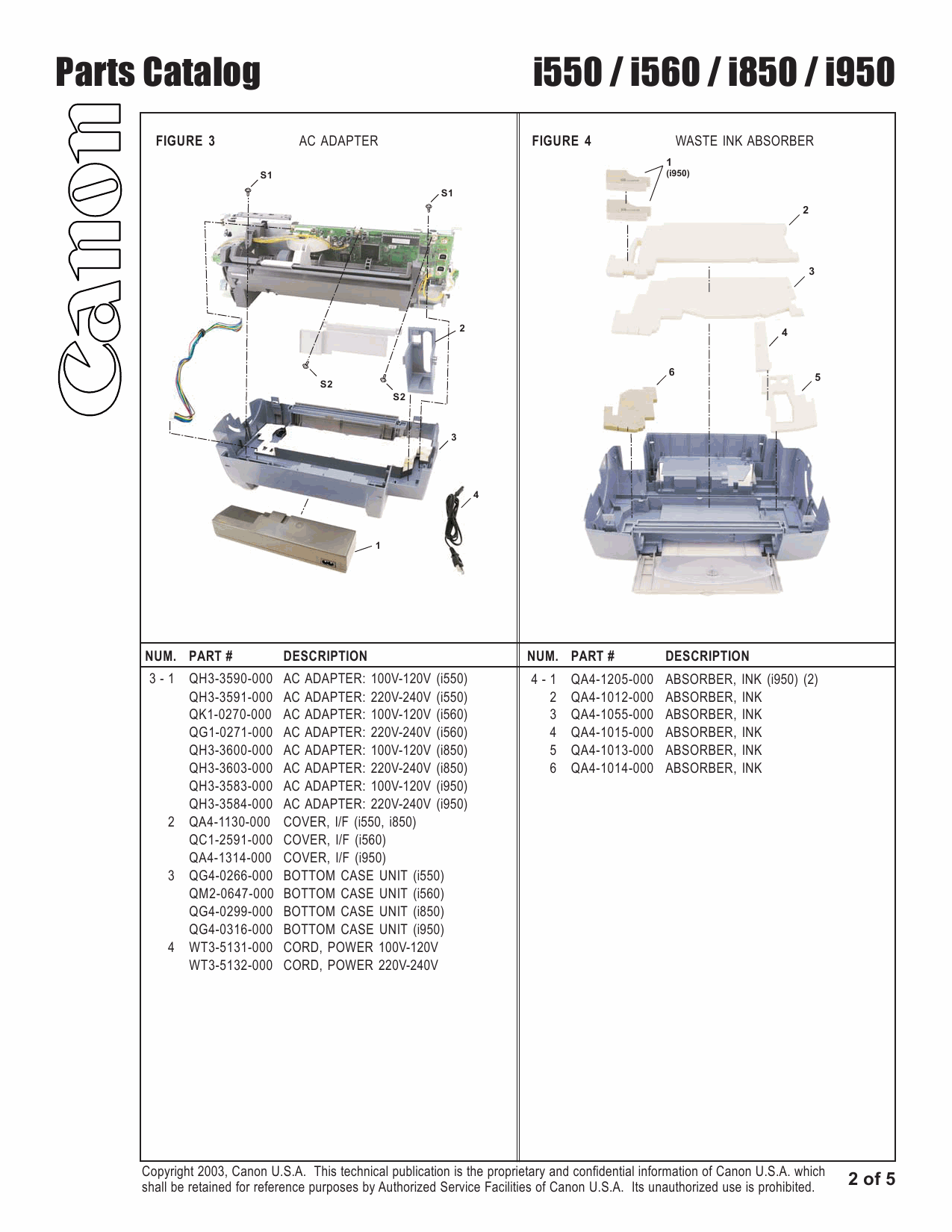 Canon PIXUS i560 i850S Parts Catalog Manual-4